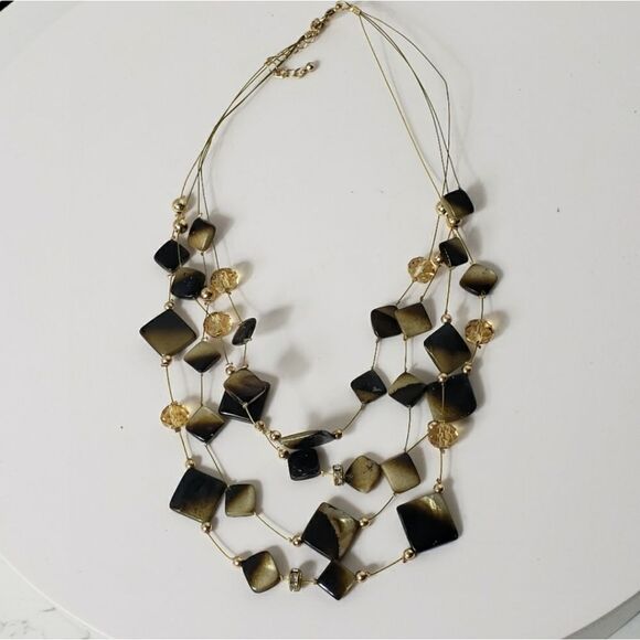 MULTI-STRAND Glass Beaded Wire Necklace - Picture 5 of 8